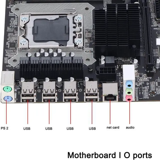 Alt view image 5 of 5 - GOWENIC X58 Gaming Motherboard, 2 DDR3 LGA 1366 Pins, Supports ECC Memory, USB2.0, SATA Port PCB, For Desktop, Computer Accessories
