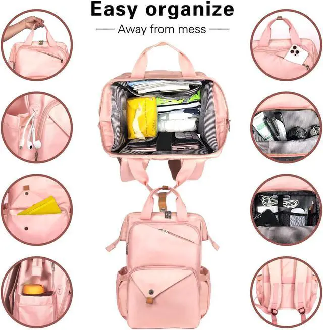 Alt view image 4 of 5 - Hap Tim Travel Backpack Carry On Flight Approved, Laptop Backpack Women, Work Backpack Woman, Teacher Backpack, Pink(7651-PK)