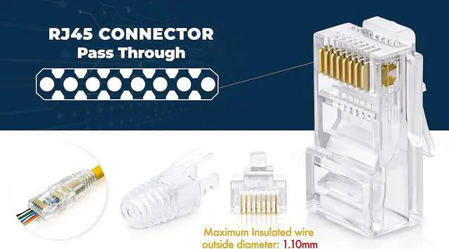 Alt view image 3 of 5 - GTZ Bundle - 2 Items: RJ45 Crimp Tool + RJ45 Cat6 Pass Through Connectors and Strain Relief Boots - Pack of 100/100
