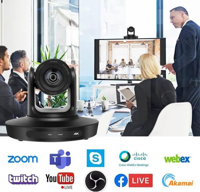 Alt view image 5 of 5 - HCSTVCON 4K HDMI PTZ Camera 20x Optical Zoom 1080P 60fps with USB3.0/HDMI/LAN IP Streaming Outputs, PoE Support for vMix OBS YouTube,Video Conference,Church Service,Broadcast Events,Black