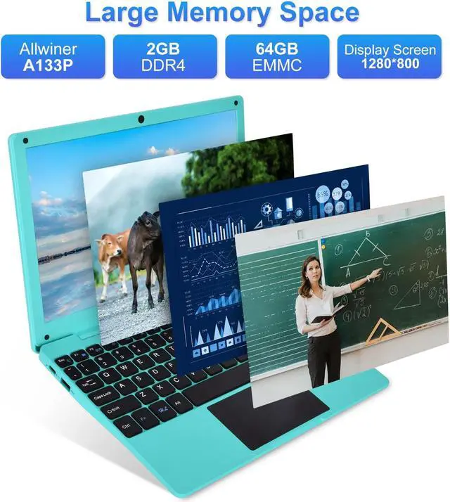 Alt view image 2 of 5 - HBESTORE 10.1Inch Laptop,Quad-Core Processor with Android 12.0 OS,2GB RAM,64GB EMMC,Built-in Camera,WiFi,USB Interface,Tpye-C Charging for Learning and Entertainment (Blue 2GB+64GB)