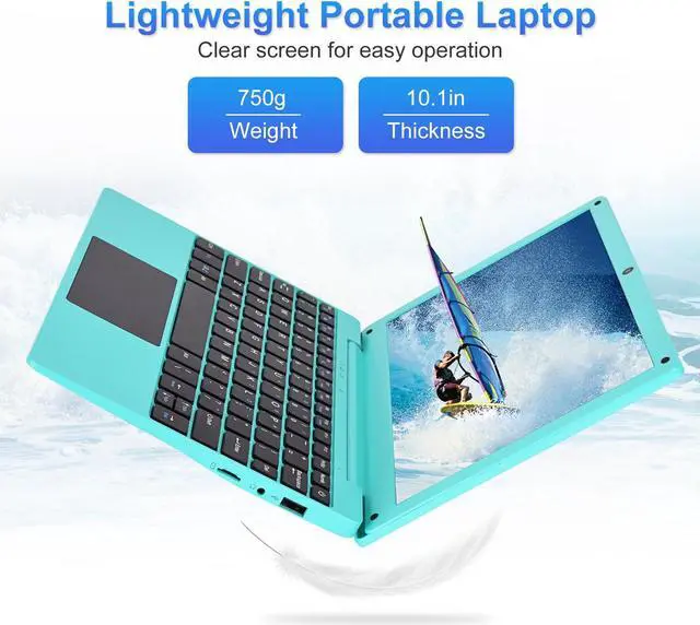 Alt view image 5 of 5 - HBESTORE 10.1Inch Laptop,Quad-Core Processor with Android 12.0 OS,2GB RAM,64GB EMMC,Built-in Camera,WiFi,USB Interface,Tpye-C Charging for Learning and Entertainment (Blue 2GB+64GB)