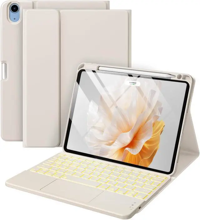 Main image of Harvopu Compatible with iPad Air 11 Inch & Air 5th/ Air 4th Generation Case with Keyboard - Multi-Touch Trackpad, 7-Color Backlit, Detachable Folio Cover for Air 11-inch M3/M2 (2025/2024) (Starlight)