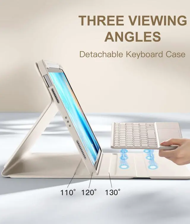 Alt view image 4 of 5 - Harvopu Compatible with iPad Air 11 Inch & Air 5th/ Air 4th Generation Case with Keyboard - Multi-Touch Trackpad, 7-Color Backlit, Detachable Folio Cover for Air 11-inch M3/M2 (2025/2024) (Starlight)