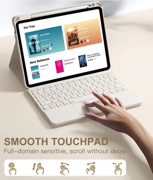 Alt view image 3 of 5 - Harvopu Compatible with iPad Air 11 Inch & Air 5th/ Air 4th Generation Case with Keyboard - Multi-Touch Trackpad, 7-Color Backlit, Detachable Folio Cover for Air 11-inch M3/M2 (2025/2024) (Starlight)