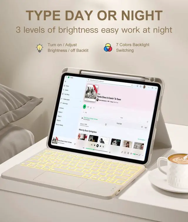 Alt view image 5 of 5 - Harvopu Compatible with iPad Air 11 Inch & Air 5th/ Air 4th Generation Case with Keyboard - Multi-Touch Trackpad, 7-Color Backlit, Detachable Folio Cover for Air 11-inch M3/M2 (2025/2024) (Starlight)