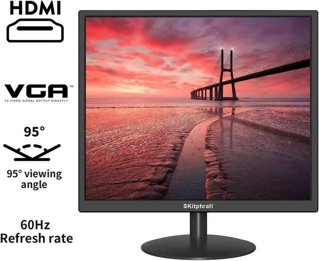 Alt view image 2 of 5 - SKitphrati 17 inches HDMI Monitor Square Monitor PC Monitor LED Monitor 1280 X 1024 with 45% sRGB Color Correction and 4:3 Aspect Ratio, 60 Hz, 5Ms, VESA Mountable, VGA, HDMI, TN Panel, S-17