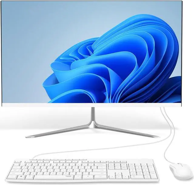 Main image of SIUGHVA All-in-One Desktop Computer 24" FHD, N5095 16GB RAM, 512GB SSD, Quad-Core, Wired Keyboard & Mouse, RGB Speaker, White (N5095/16G/512G)