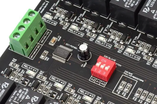 Alt view image 2 of 5 - 16 Channel I2C Interface Electromagnetic Relay Module for Arduino Raspberry 3.3V 5.0V Maximum Current per Relay - 10A Peak On Board LED Indicator with PCF8575 chip