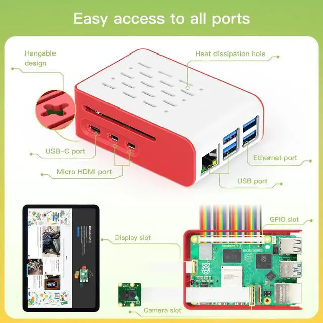 Alt view image 3 of 5 - iRasptek Basic kit for Raspberry Pi 5 RAM 4GB with Case and Active Cooler