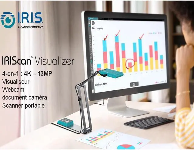 Alt view image 2 of 5 - IRIScan Visualizer Webcam Document Camera v7:4K UltraHD-13MP,4in1,Free Readiris PDF OCR,visualizer,Scanner A3,Portable Scanner,Web Conferencing,Distance Learning,AI Micro,Led,USB,WinMac
