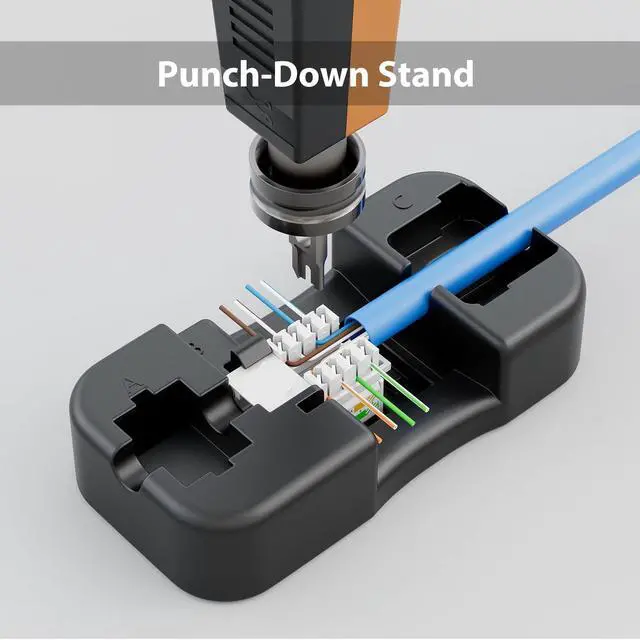 Alt view image 2 of 5 - iwillink 10Gbps Cat6 Keystone Jack and Punch-Down Stand, 50-Pack, RJ45 Ethernet Keystone Jacks, 90-Degree UTP Modular Punch Down Keystone Jack Adapter, White