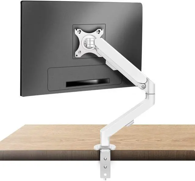 Main image of HILLPORT White Single Monitor Arm Mount 17 to 34 inch Articulating Gas Spring Arm 4.4 to 19.8lbs Adjustable Vesa 100 * 100mm Desk Stand with Clamp and Grommet LCD Computer Monitors Brachet M5W