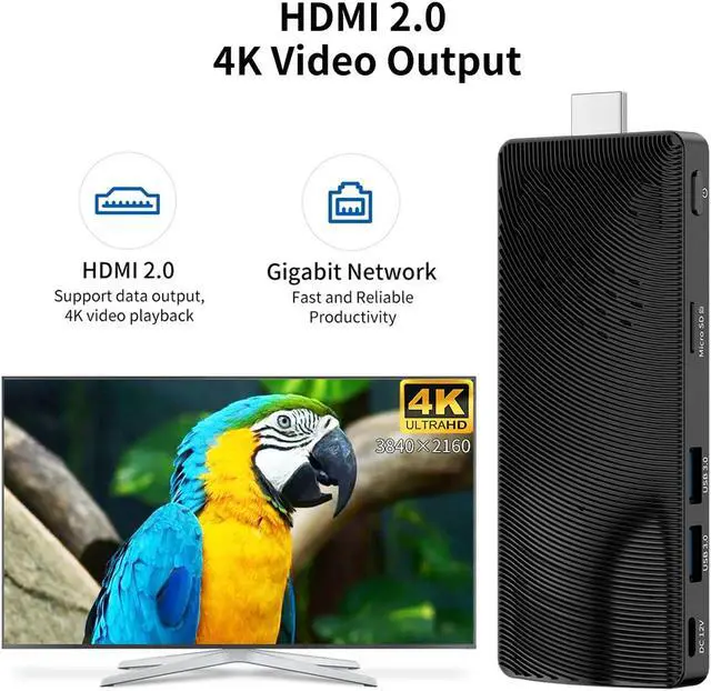 Alt view image 3 of 4 - HEIGAOLAPC Mini PC Stick, Fanless Mini Desktop Computer, Pentium N4200 4GB 64GB eMMC (1.1 GHz), Small PC, USB3.0 X 2 Gigabit Ethernet 4K 60Hz, WiFi BT 5.0 HDMI 2.0 for Business Industrial IOT Media