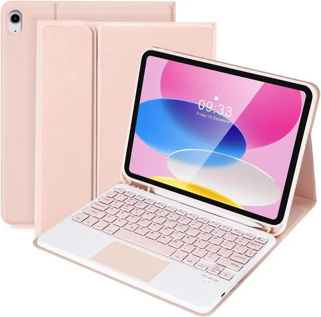 Main image of SOPPY Keyboard Case with Touchpad for iPad 10th Generation, Detachable Wireless Keyboard for iPad 10th Gen 10.9" 2022 (A2696/A2757/A2777), Slim Case with Pencil Holder for iPad 10th Gen 2022, Pink