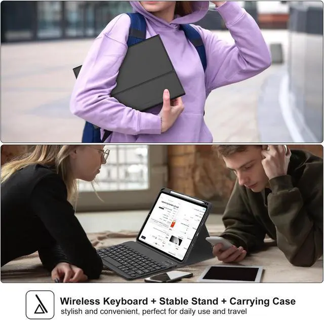 Alt view image 5 of 5 - JADEMALL for iPad Pro 11 Inch Case with Keyboard (M4) 5th Generation 2024, 7 Colors Backlit, Wireless Bluetooth Detachable Keyboard, Auto Sleep/Wake, Smart Folio Cover with Pencil Holder, Space Black