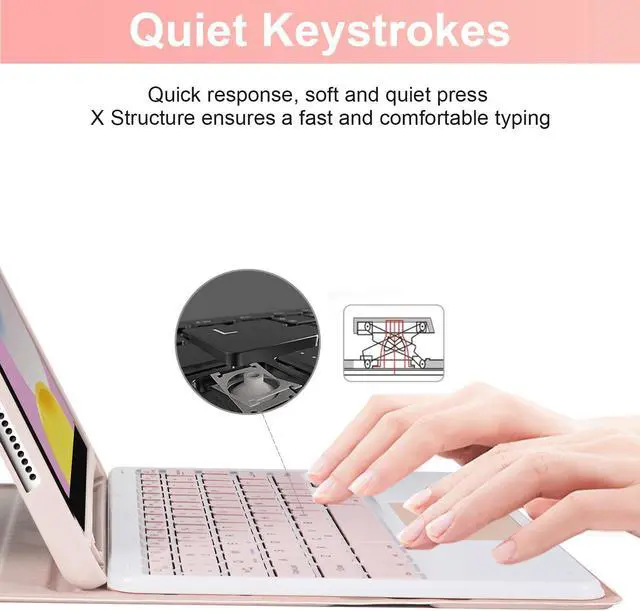 Alt view image 5 of 5 - SOPPY Keyboard Case with Touchpad for iPad 10th Generation, Detachable Wireless Keyboard for iPad 10th Gen 10.9" 2022 (A2696/A2757/A2777), Slim Case with Pencil Holder for iPad 10th Gen 2022, Pink