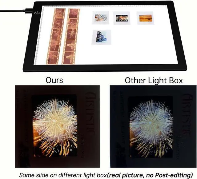 Alt view image 3 of 5 - Slide Viewer Light Box 5600K 12"x8" Ultra-Thin Adjustable Brightness Backlight for Slides and Film Negative Scanning
