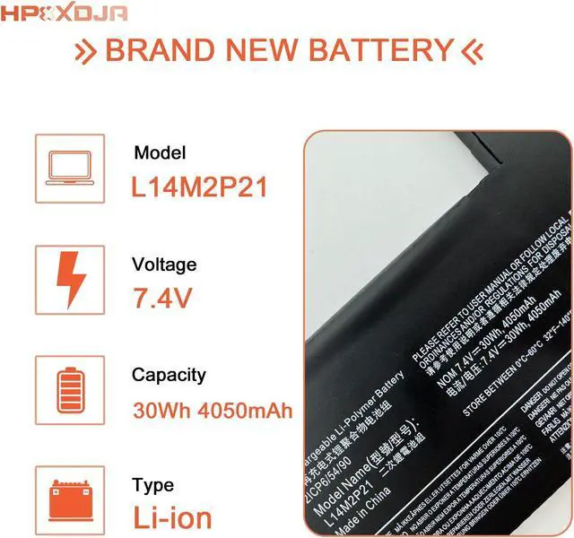 Alt view image 2 of 5 - HPXXDJA L14M2P21 Laptop Battery Replacement for Lenovo IdeaPad 330S-14AST 330S-14IKB 330S-15ARR 330S-15AST 330S-15IKB Series Notebook 5B10Q39203 5B10Q39204 5B10Q39206 5B10W67199 L14L2P21