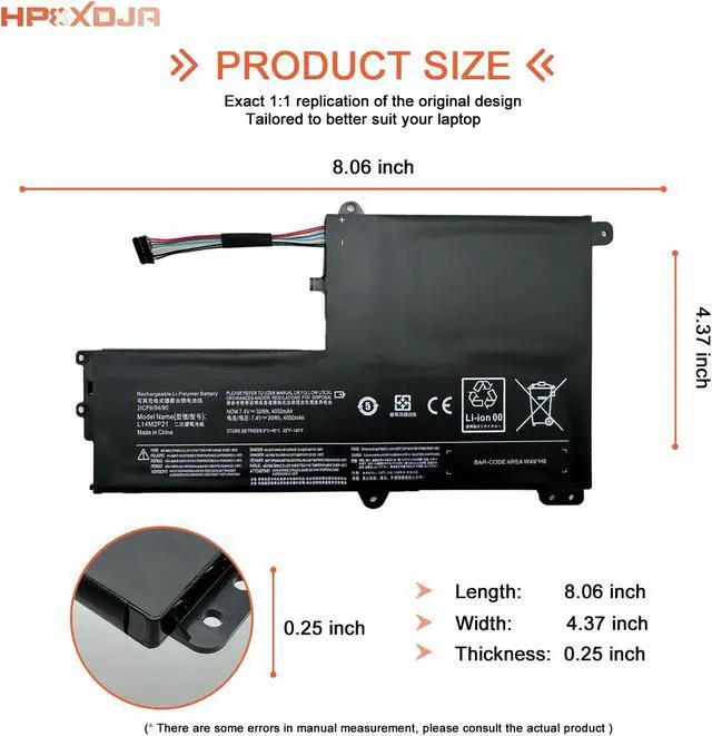 Alt view image 4 of 5 - HPXXDJA L14M2P21 Laptop Battery Replacement for Lenovo IdeaPad 330S-14AST 330S-14IKB 330S-15ARR 330S-15AST 330S-15IKB Series Notebook 5B10Q39203 5B10Q39204 5B10Q39206 5B10W67199 L14L2P21