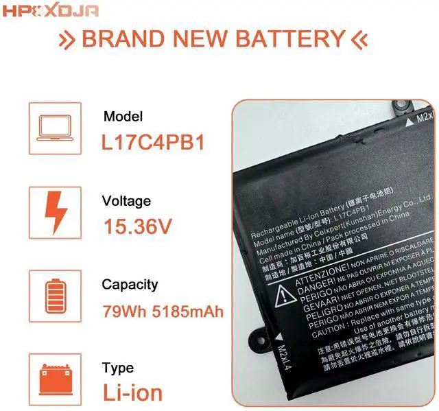 Alt view image 2 of 5 - HPXXDJA L17C4PB1 Laptop Battery Replacement for Lenovo IdeaPad 720S-15IKB 720S Touch-15IKB V730-15 V730-15-IFI V730-15-ISE 720S-15IKB Series 4 5B10P35082 5B10P35083 5B10P35082 L17M4PB1