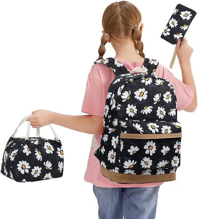 Alt view image 2 of 5 - HUHUTU School Bag Set, Daisy Laptop Backpack Lunch Bag Pencil Case