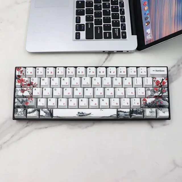 Alt view image 4 of 5 - JSJT Japanese keycaps PBT Dye-Sublimation Plum Blossom Keycaps 110 Keys OEM Profile Key Caps with Keycap Puller for Cherry MX Switch 61/87/104/108 Mechanical Keyboard