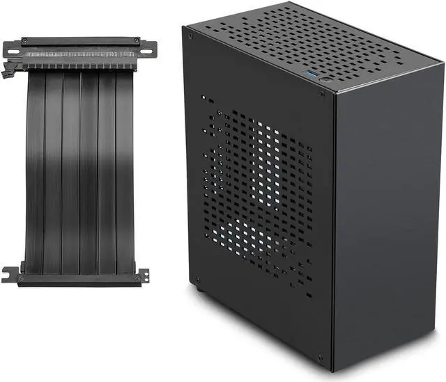 Main image of Aluminum Mini ITX Case with PCIe Riser, JOYJOM Mini PC Case, SFF Small Form Factor PC Case, TX Computer Gaming Case Supports GPU Graphics Card (Black)