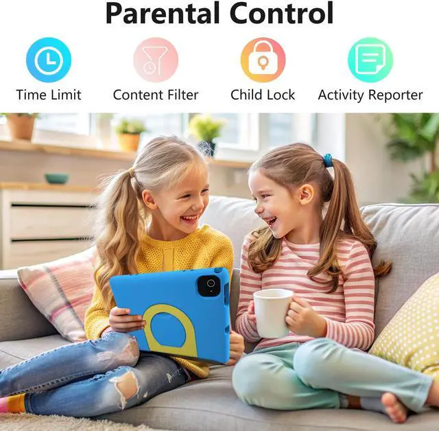 Alt view image 4 of 5 - JREN Kids Table 10.1" |Android 14 Tablet for Kids|64GB Storage|Octa-Core|WiFi |Cameras|Parental Control|Kids Content|Case Included Great Gift for Children Ages 3-12 Years Old Blue