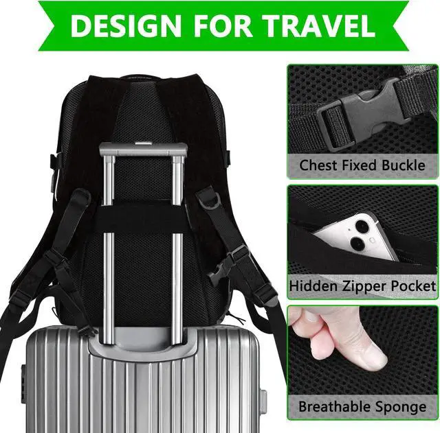 Alt view image 5 of 5 - Personal Item Travel Carry On Luggage Backpack for Women Men Flight Approved Casual Weekender Laptop Bag for College Business Outdoors Hiking Water Resistant Lightweight Daypack with USB Charging Port