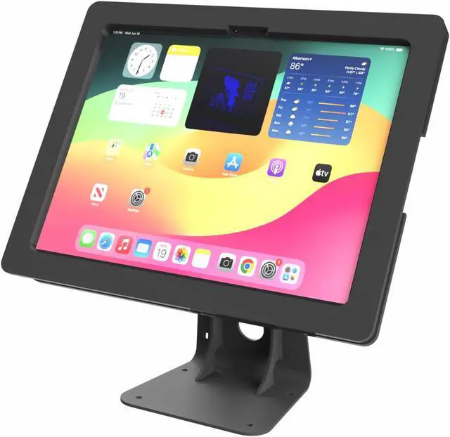 Main image of TABcare Anti-Theft Acrylic Case with 360 Rotate 180 Swivel Metal Desktop Stand & 90-Degree Charge Cable for Apple iPad 10 10.9 (Black)