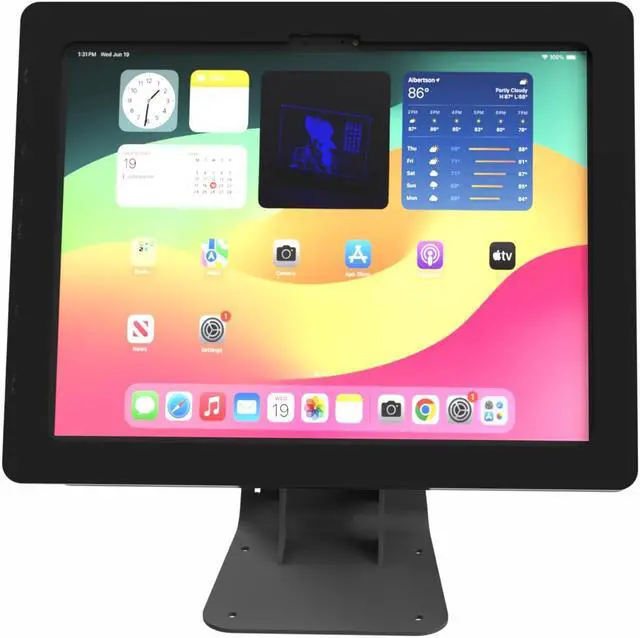 Alt view image 3 of 5 - TABcare Anti-Theft Acrylic Case with 360 Rotate 180 Swivel Metal Desktop Stand & 90-Degree Charge Cable for Apple iPad 10 10.9 (Black)