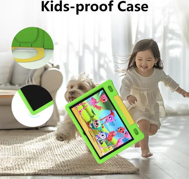 Alt view image 3 of 5 - JREN Kids Table 10.1" Android 14 Tablet for Kids64GB StorageOcta-CoreWiFi CamerasParental ControlKids ContentCase Included Great Gift for Children Ages 3-12 Years Old Green