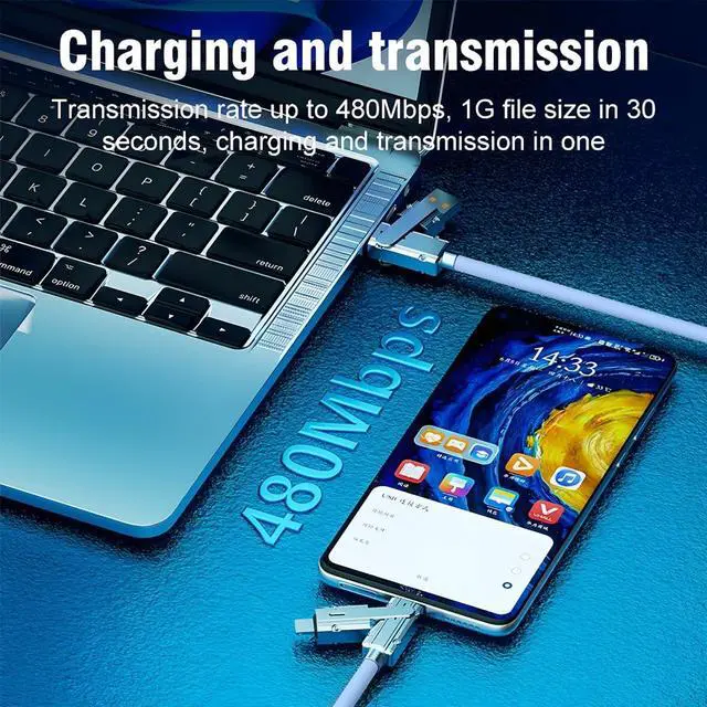 Alt view image 4 of 5 - SWLIFL 2 Pack Chubby Silicone 4 in 1 USB C Charging Cable and 2 Pack 4 in 1 USB C to C Cable 3.3ft Braided 100W Bundle