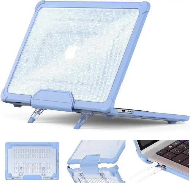 Main image of HXCASEAC Case Compatible with MacBook Pro 13 inch 2022 2020 2018, Anti-Scratching Protective Hard Cover with Foldable Stand for A2338 A2289 A2251 A2159 A1989 Case - Sky Blue
