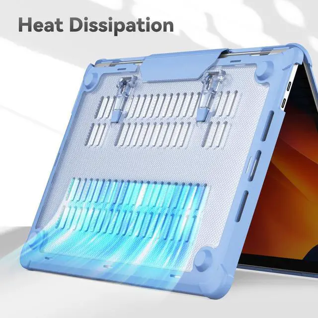 Alt view image 5 of 5 - HXCASEAC Case Compatible with MacBook Pro 13 inch 2022 2020 2018, Anti-Scratching Protective Hard Cover with Foldable Stand for A2338 A2289 A2251 A2159 A1989 Case - Sky Blue