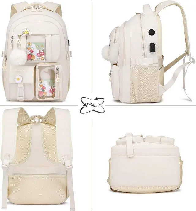 Alt view image 4 of 5 - kadilong School Backpack for Teen Girls,Cute Backpacks for Women Aesthetic Bookbag Laptop Bag Back Pack for Middle School