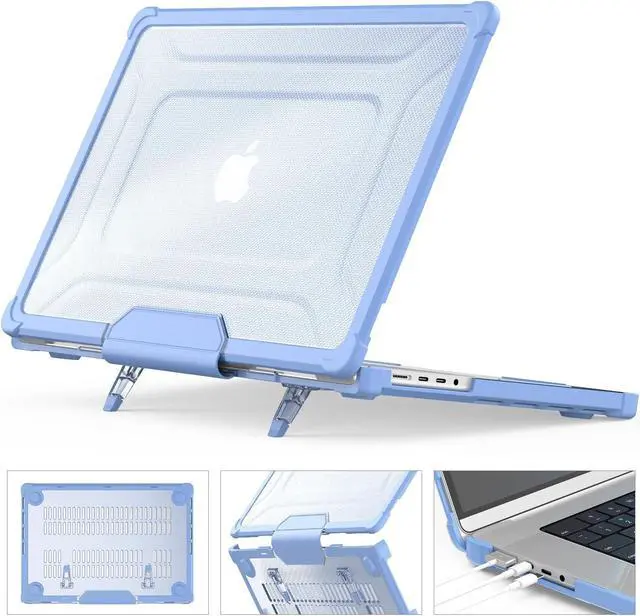 Main image of HXCASEAC Case Compatible with MacBook Pro 16 inch 2024 2023 2022 2021, Anti-Scratching Protective Hard Cover with Foldable Stand M4 M3 M2 M1 (A3186 A3403 A2991 A2780 A2485) - Sky Blue