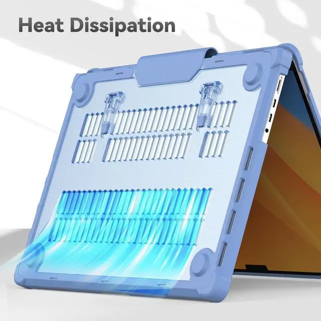 Alt view image 5 of 5 - HXCASEAC Case Compatible with MacBook Pro 16 inch 2024 2023 2022 2021, Anti-Scratching Protective Hard Cover with Foldable Stand M4 M3 M2 M1 (A3186 A3403 A2991 A2780 A2485) - Sky Blue