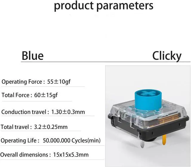 Alt view image 3 of 5 - Kailh Choc V2 Low Profile Switch Blue Clicky, 4-Pin 50gf RGB SMD Gaming Mechanical Keyboard Switch (Choc Blue 90pcs)