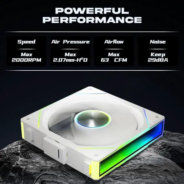 Alt view image 5 of 5 - ICOLER UNI Fan JM-SE 3IN1 120 Reverse Fan White Edition Infinity Mirror Module Daisy-Chain 5V ARGB Fan 120mm Triple Pack Suitable for Computer Case & CPU Cooling