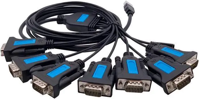 Alt view image 2 of 4 - TECHTOO 7 Port Professional Prolific CHIP USB to Serial RS232 DB9 Adapter Converter Serial Cable 9-Pin Male to Male with Thumbscrews (W/Thumbscrews, 7 RS232 Port)