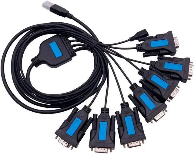 Main image of TECHTOO 7 Port Professional Prolific CHIP USB to Serial RS232 DB9 Adapter Converter Serial Cable 9-Pin Male to Male with Thumbscrews (W/Thumbscrews, 7 RS232 Port)