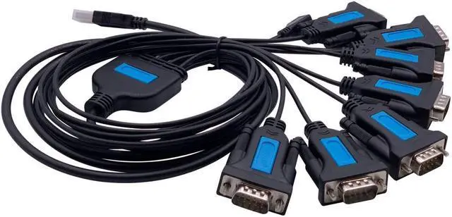 Alt view image 3 of 4 - TECHTOO 7 Port Professional Prolific CHIP USB to Serial RS232 DB9 Adapter Converter Serial Cable 9-Pin Male to Male with Thumbscrews (W/Thumbscrews, 7 RS232 Port)