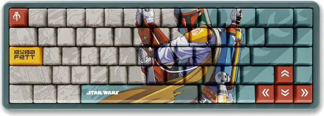 Main image of Star Wars Boba Fett PBT Dye Sub Keycaps for Mechanical Gaming Keyboards, Cherry MX Switches, Custom Side Print, ANSI ISO Support, US Layout - Officially Licensed