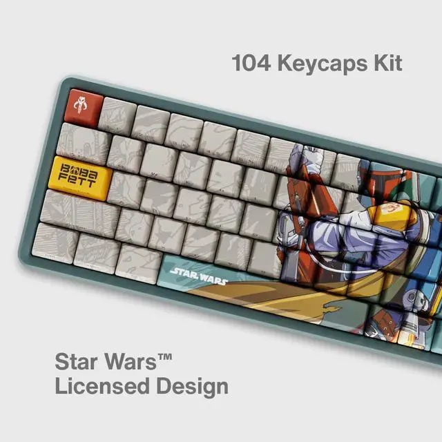 Alt view image 3 of 5 - Star Wars Boba Fett PBT Dye Sub Keycaps for Mechanical Gaming Keyboards, Cherry MX Switches, Custom Side Print, ANSI ISO Support, US Layout - Officially Licensed