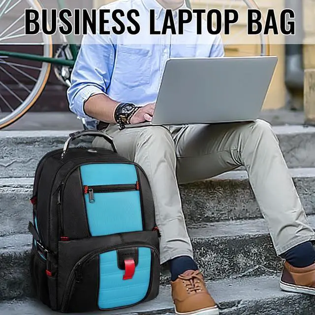 Alt view image 4 of 5 - YOREPEK Travel Backpack, Extra Large 50L Laptop Backpacks for Men Women, Water Resistant College Student Bookbag Airline Approved Business Work Bag with USB Charging Port Fits 17 Inch Computer, Blue