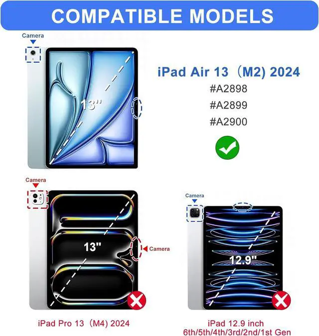 Alt view image 2 of 5 - iPad Air 13 inch Case Keyboard (M2) 2024, Detachable Wireless Bluetooth Keyboard, iPad Air 13 inch Case with Apple Pencil Holder, Smart Protection Cover, Auto Sleep/Wake Up, Long Battery Life Navy