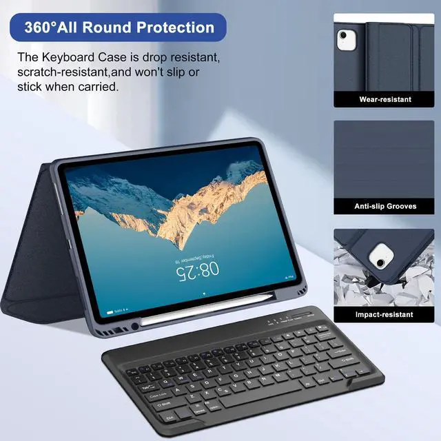 Alt view image 3 of 5 - iPad Air 13 inch Case Keyboard (M2) 2024, Detachable Wireless Bluetooth Keyboard, iPad Air 13 inch Case with Apple Pencil Holder, Smart Protection Cover, Auto Sleep/Wake Up, Long Battery Life Navy