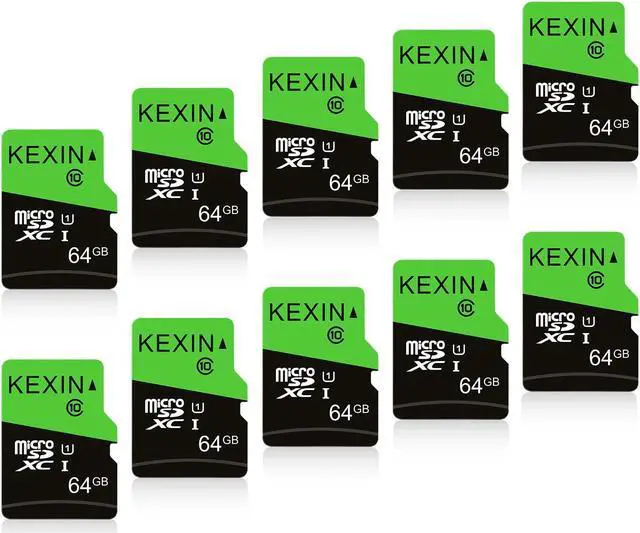 Main image of KEXIN 64GB Micro SD Card 10 Pack with SD Adapter microSDXC Memory Card UHS-I C10 U1 Micro SD Cards Bulk Full HD High Speed TF Card for Smartphone Tablet Action Camera Dash Cam Game Console, 10Pack 64G